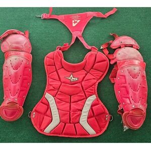 All-Star‎ CP79PS Baseball Catcher's Gear Chest Protector Leg Guards Set Red